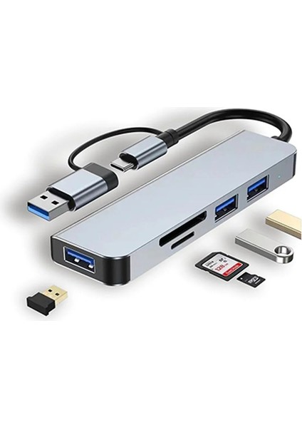7in1 Type-C Çok Fonksiyonlu HDMI Girişli USB Çoğaltıcı Type-C Çoğaltıcı
