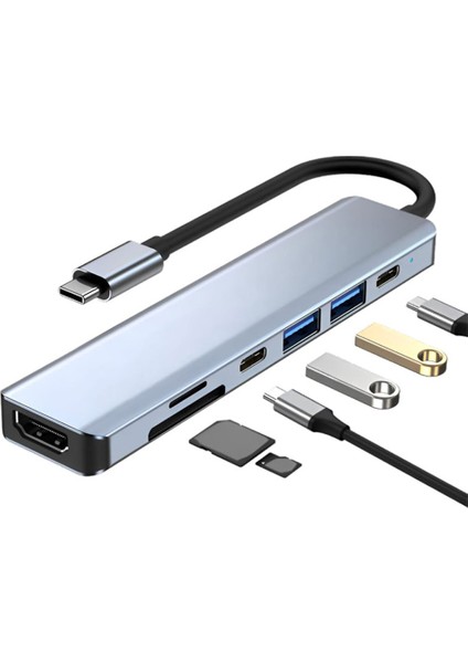 7in1 Type-C Çok Fonksiyonlu HDMI Girişli USB Çoğaltıcı Type-C Çoğaltıcı fiyatları