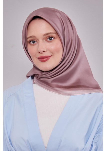 Pudra Kenar Bordürlü Twill Ipek Eşarp modelleri