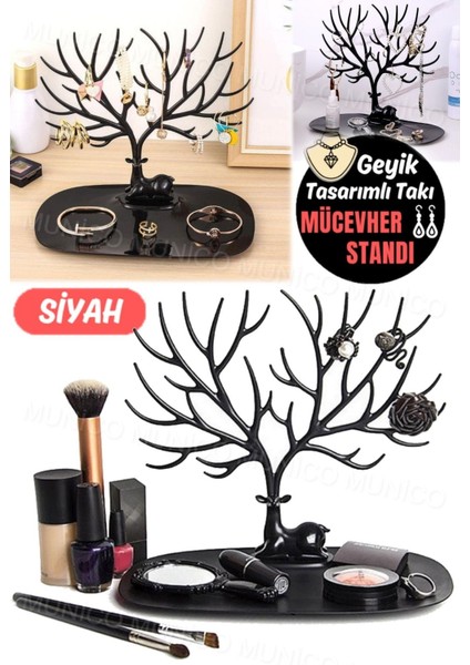 Geyik Temalı Takı Standı, Yüzük, Kolye ve Küpe Organizer, Beyaz Masaüstü Tasarım fırsatları