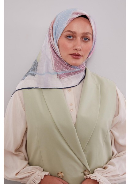 Lacivert Etnik Desen Pamuk Eşarp modelleri