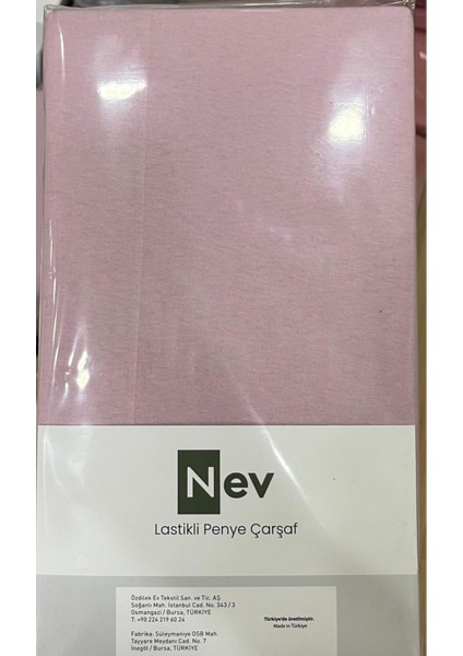 Nev Marka Lastikli Fitted Penye Çarşaf 100X200 + 30 cm ( Yükseklik 30 cm ) Açık Pembe