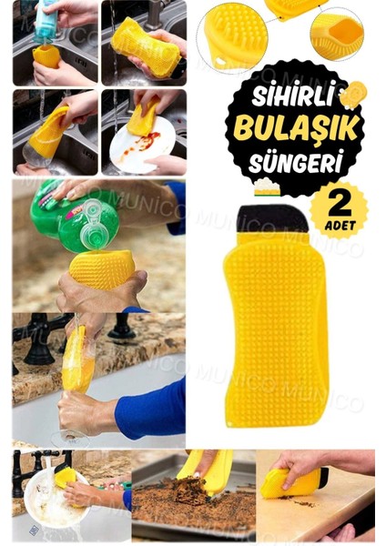 2'li Sihirli Hazneli Silikon Tencere Temizleme Fırçası Seti modelleri