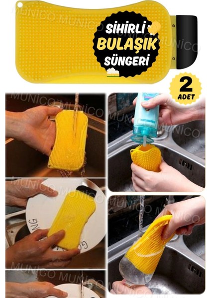2'li Sihirli Hazneli Silikon Tencere Temizleme Fırçası Seti indirimleri