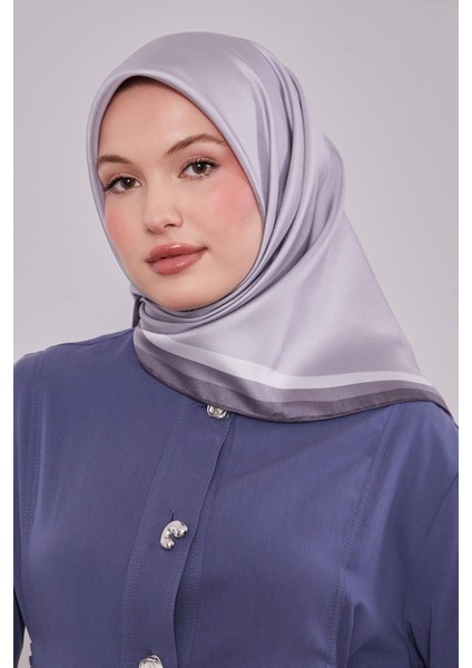 Gümüş Kenar Bordürlü Twill Ipek Eşarp modelleri