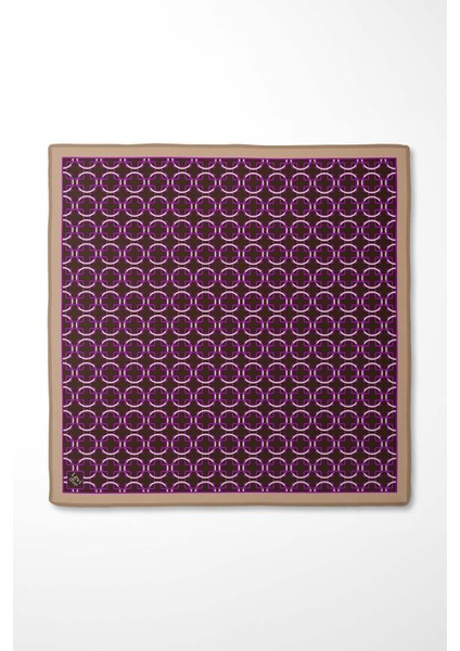 Lila Eliptik Desen Twill Ipek Eşarp