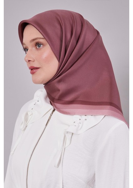 A.pembe Kenar Bordürlü Twill Ipek Eşarp