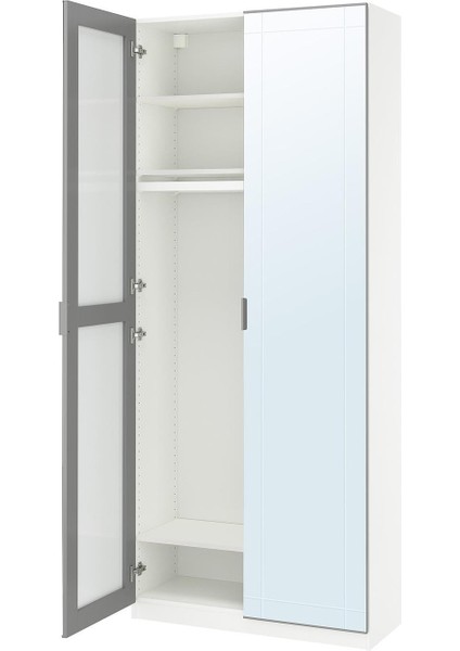 Pax Gardırop, Beyaz-Aynalı Cam, 100X38X236 cm