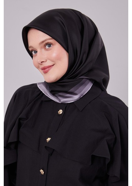 Siyah Kenar Bordürlü Twill Ipek Eşarp fiyatları