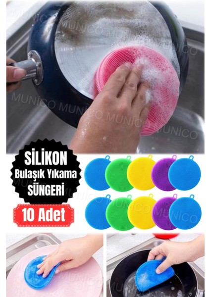 10'lu Silikon Bulaşık Fırçası Seti, Yüksek Kalite Temizlik Süngeri modelleri