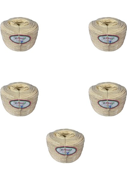 Krem Renkli Naylon Örgü Halat 100 M, 5 Adet