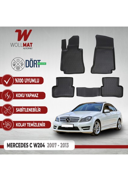 Mercedes C Serisi W204 Uyumlu Paspas 2007 2013 Arası 3D Havuzlu Paspas Seti