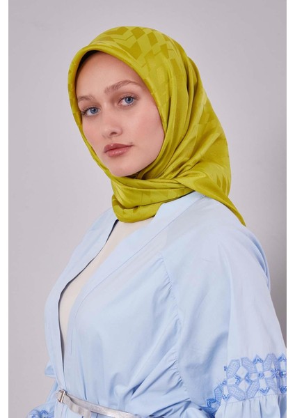 Lime Baklava Desen Kristal Jakar Eşarp modelleri