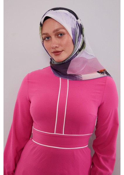 Mor Karışık Desen Pamuk Eşarp modelleri