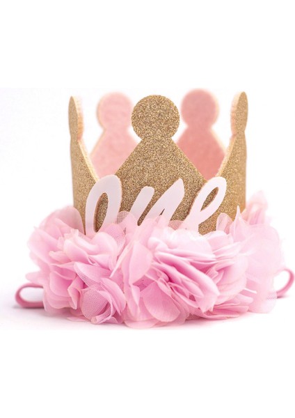 Pembe 1 Yaş Kraliçe Doğum Günü Tacı modelleri