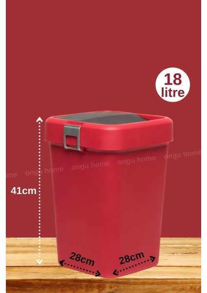 Kırmızı 18 Litre Çöp Kutusu, Pratik ve Şık Temizlik Gereciği