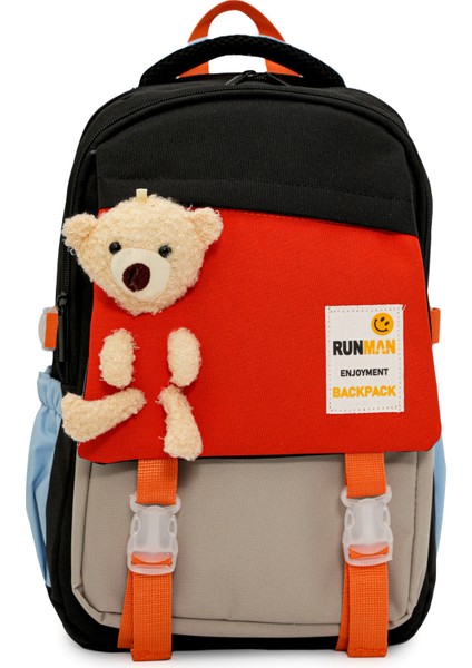 Peluş Ayıcık Detaylı Kız Çocuk Ilkokul Çanta Seti