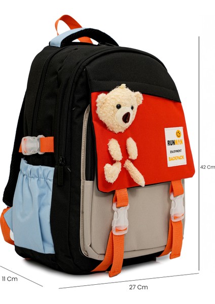 Peluş Ayıcık Detaylı Kız Çocuk Ilkokul Çanta Seti