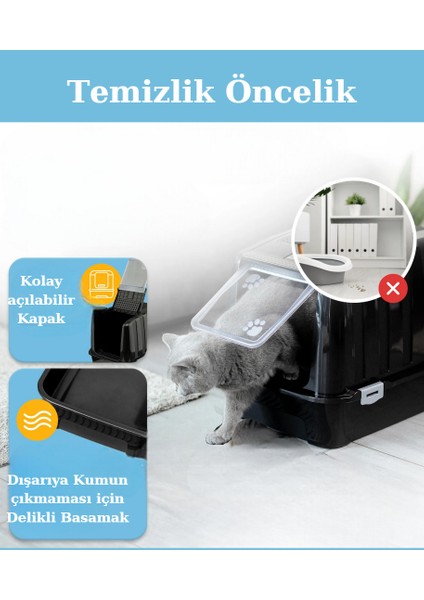 Comanchero Kapalı Kedi Tuvaleti Kürek Hediyeli 52 cm Uzunluk x 38 cm Genişlik x 38 cm Yükseklik modelleri
