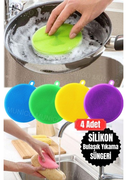 4'lü Set Silikon Bulaşık Fırçası Çift Taraflı Temizlik Fırçası modelleri