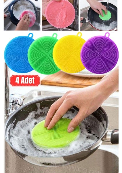 4'lü Set Silikon Bulaşık Fırçası Çift Taraflı Temizlik Fırçası fırsatları