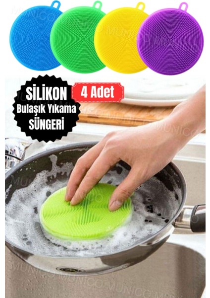 4'lü Set Silikon Bulaşık Fırçası Çift Taraflı Temizlik Fırçası indirimleri