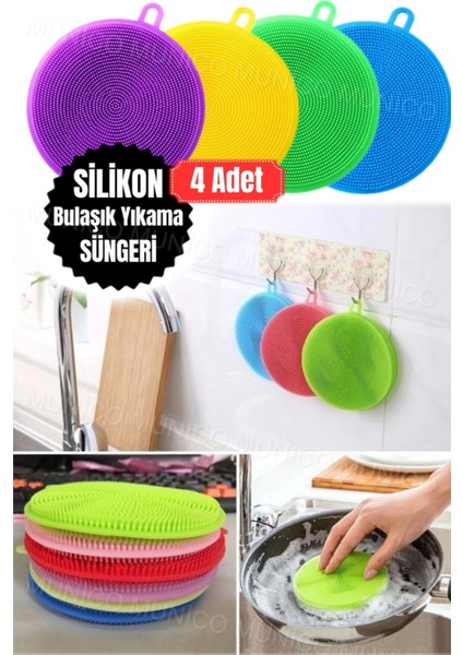4'lü Set Silikon Bulaşık Fırçası Çift Taraflı Temizlik Fırçası