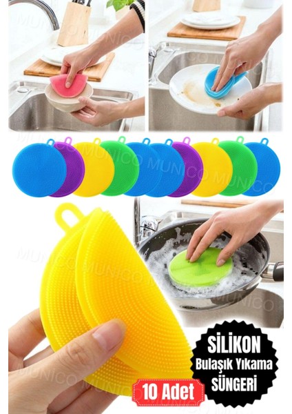 Renkli Çok Amaçlı Silikon Bulaşık Fırçası, 10'lu Set, Yeniden Kullanılabilir