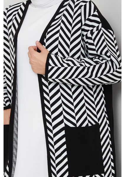 Çizgi Detaylı Triko Hırka 1604 - Siyah fiyatları