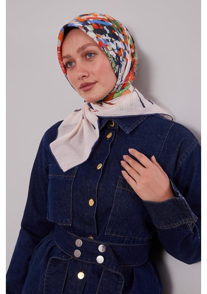 Lacivert Karışık Çiçek Desen Pamuk Eşarp fiyatları