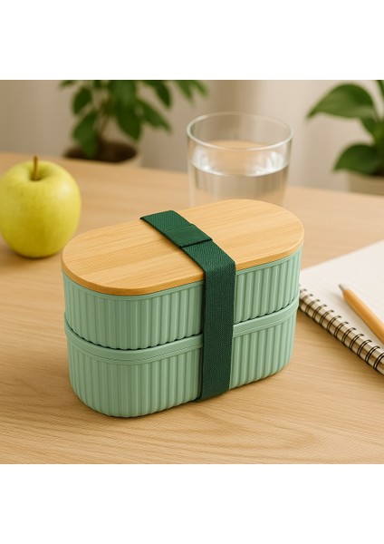 Saklama ve Beslenme Kutusu BR-6689 (3504) 2li Bambu Yeşil