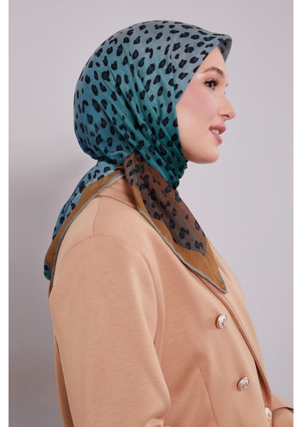 Yağ Yeşili Leopar Desen Soft Eşarp