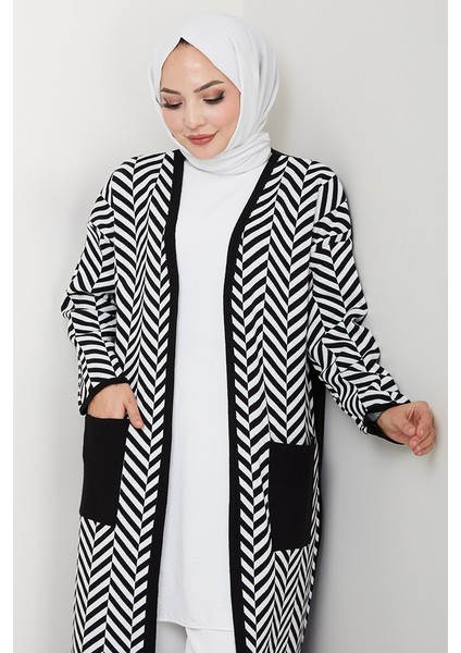 Çizgi Detaylı Triko Hırka 1604 - Siyah fırsatları