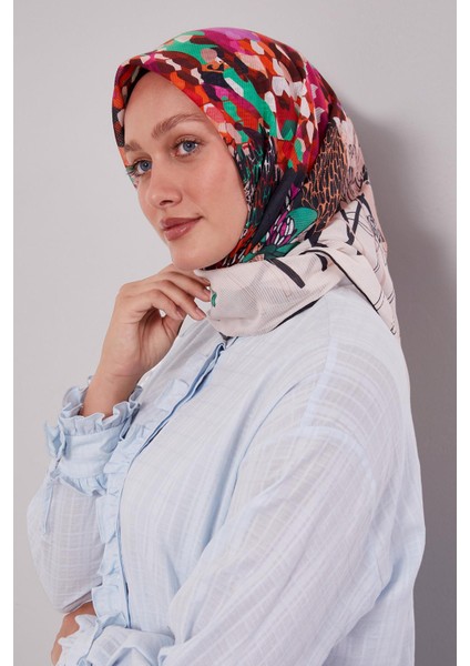 Siyah Karışık Çiçek Desen Pamuk Eşarp fiyatları