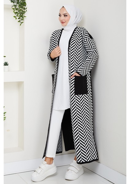 Çizgi Detaylı Triko Hırka 1604 - Lacivert