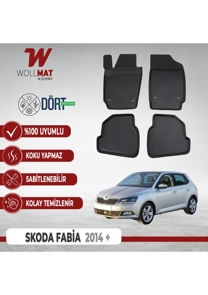 Skoda Fabia Paspas 2014 Sonrası 3D Havuzlu Paspas Seti