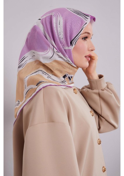 Fuşya Soyut Desen Soft Eşarp