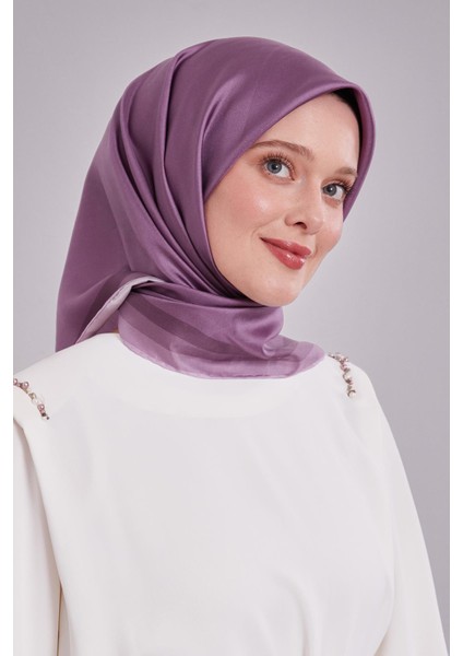 Lila Kenar Bordürlü Twill Ipek Eşarp fiyatları