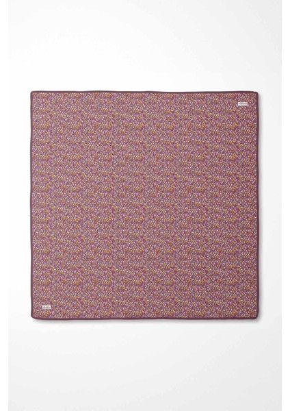 Pembe Mini Yazı Detay Twill Ipek Eşarp