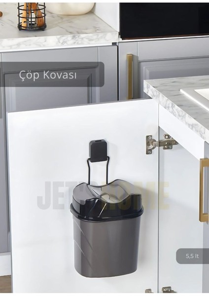 Siyah Plastik Banyo ve Mutfak Dolap Içi Yapışkanlı Çöp Kutusu