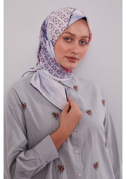 K.lacivert Etnik Desen Pamuk Eşarp modelleri