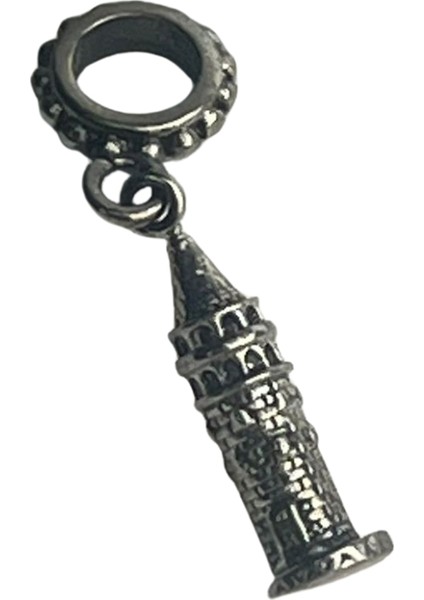 Yerli Üretim Galata Kulesi Sallantılı Gümüş Charm