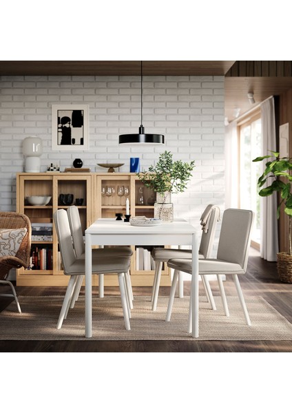 Mutfak Masası Takımı, Kırık Beyaz-Fridtuna Açık Bej, 4 Sandalyeli, Sabit fiyatları