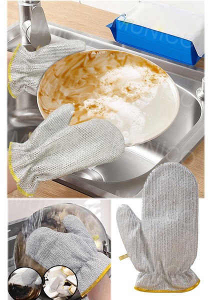 Çelik Tel Top Bulaşık Eldiveni Su Geçirmez Temizlik Eldiveni ve Fırça Seti fiyatları