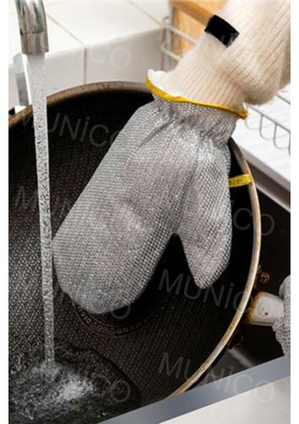 Çelik Tel Top Bulaşık Eldiveni Su Geçirmez Temizlik Eldiveni ve Fırça Seti indirimleri