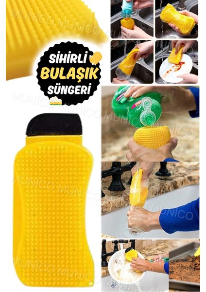 Çift Taraflı Silikon Tencere Temizleme Fırçası, Lekesiz ve Pratik Kullanım