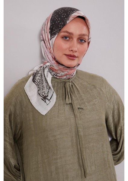 Mint Yeşili Etnik Desen Pamuk Eşarp modelleri