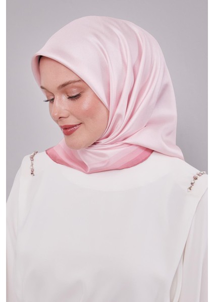 Pembe Kenar Bordürlü Twill Ipek Eşarp fiyatları