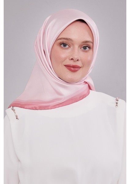 Pembe Kenar Bordürlü Twill Ipek Eşarp modelleri