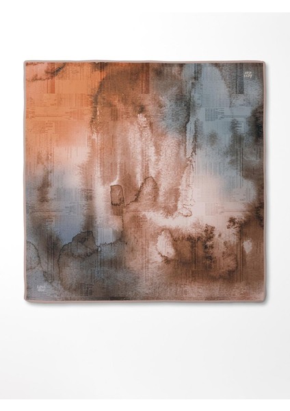 Gri Desenli Twill Ipek Eşarp